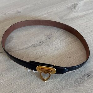 Moschino Black Belt with Gold Heart Clasp